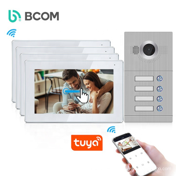 Multi-apartment tuya villa doorphone intercom with wifi , 4 apartments muti-function video interphone security intercom system